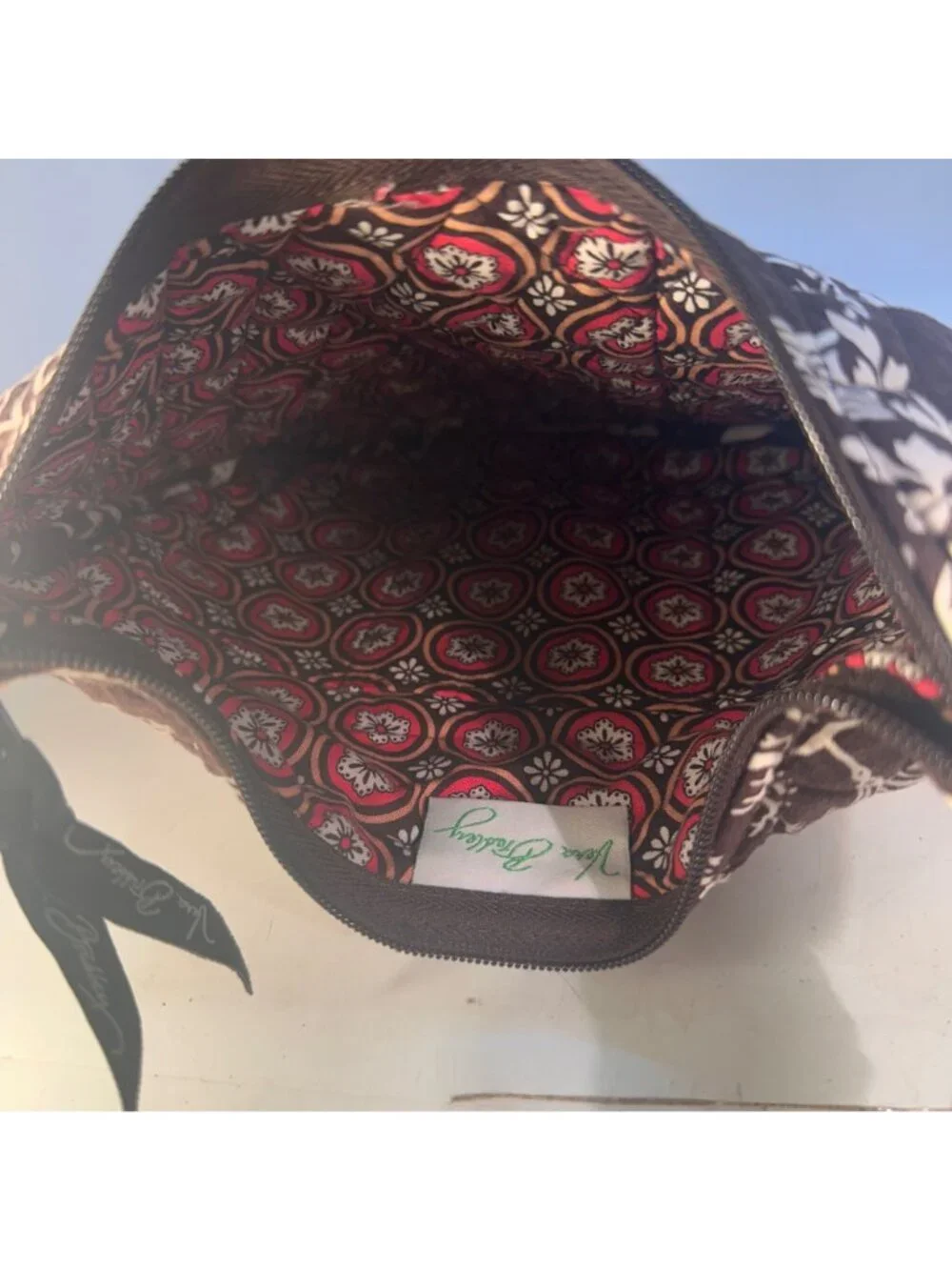 Vera Bradley Imperial Toile Quilted Shoulder Bag Black White Floral Hobo